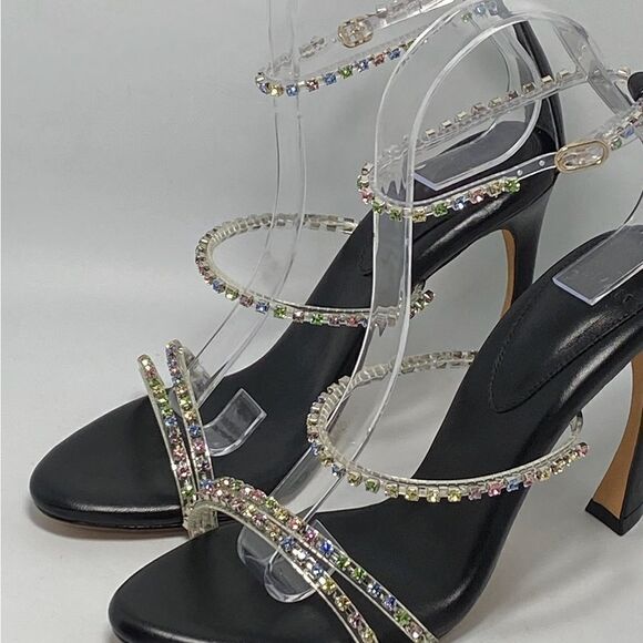 Alexandre Birman Dolores 100 Black & Sparkling Straps Sandal size 38 - Picture 3 of 12